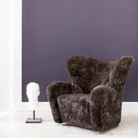 Tired Man Overstuffed Chair, Sheepskin/NEW ESPRESSO COLOR