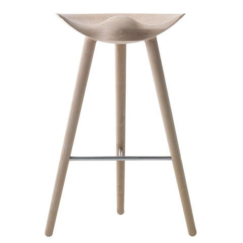 ML42 Bar Stool in Oak with Steel, Brass or Copper Footrest