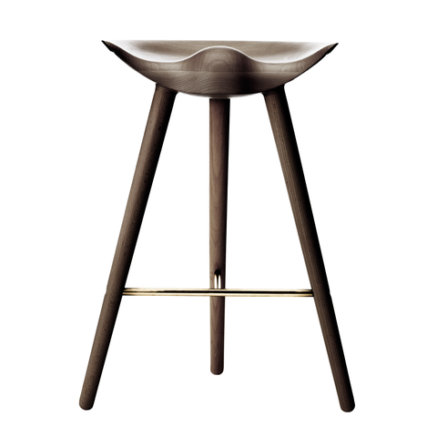 ML42 Counter Stool in Brown Oiled Oak with Steel, Brass or Copper Footrest