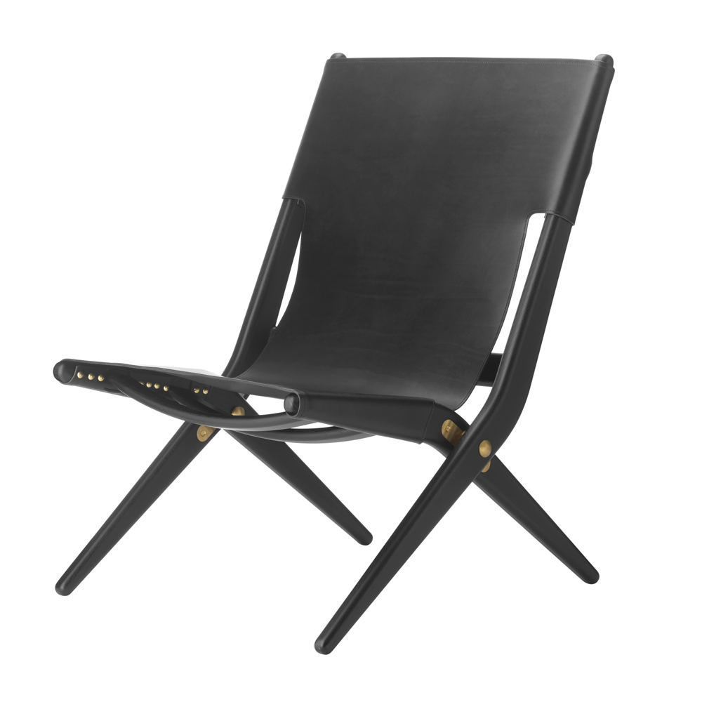 Saxe Leather Lounge Chair, Black Oak/Black/FREE SHIPPING