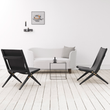 Saxe Leather Lounge Chair, Black Oak/Black/FREE SHIPPING