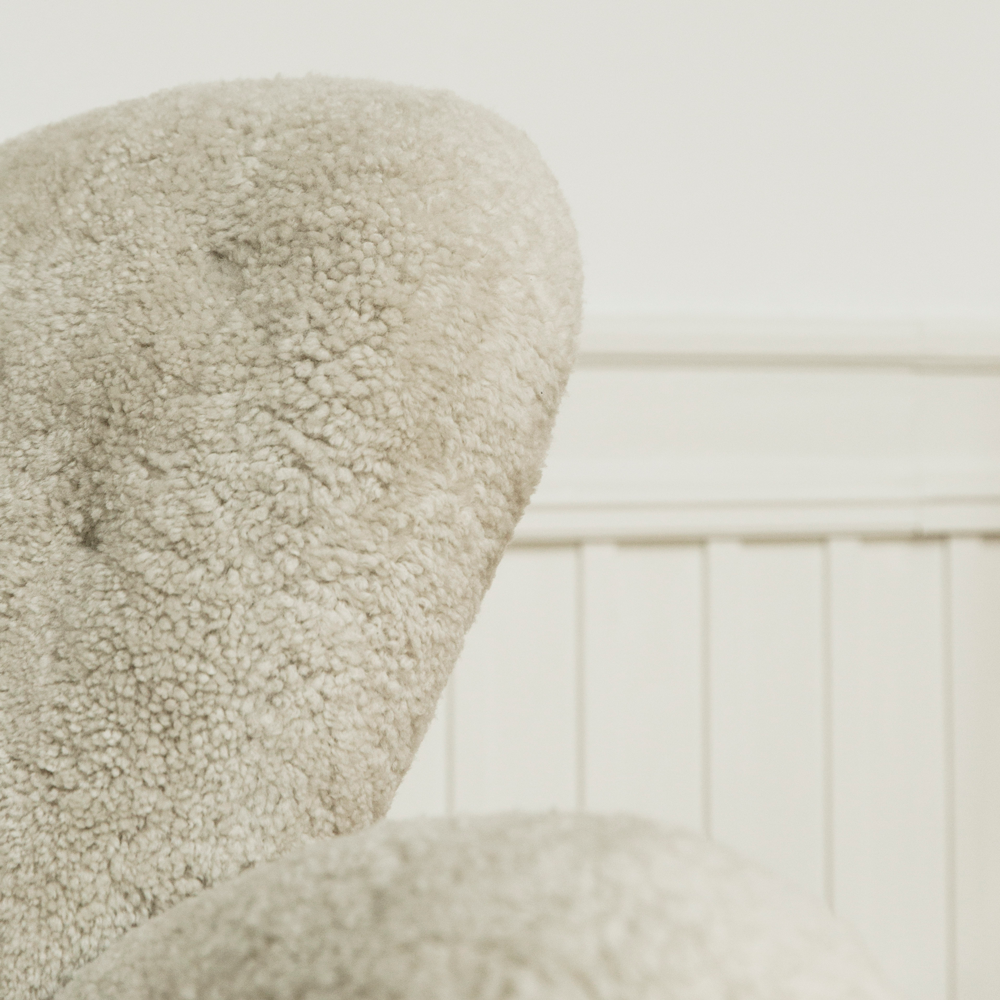 Tired Man Overstuffed Chair, Sheepskin