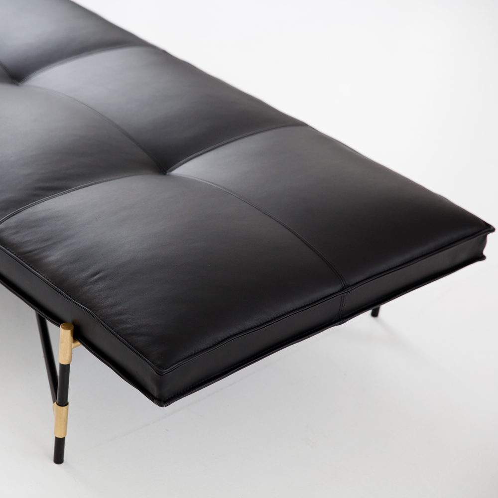 Sample Daybed Black/Brass/Black Leather/PICK-UP OR DELIVERY TO NY, CT ONLY