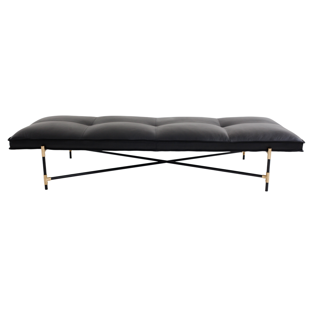 Sample Daybed Black/Brass/Black Leather/PICK-UP OR DELIVERY TO NY, CT ONLY