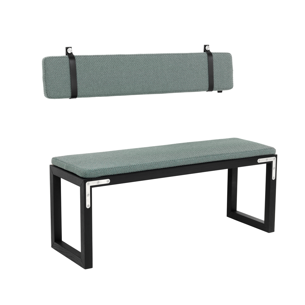 Conekt Bench with Metal Brackets, Black Stained Ash
