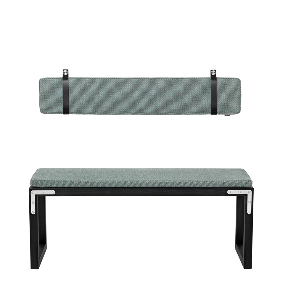 Conekt Bench with Metal Brackets, Black Stained Ash