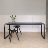 Conekt Dining Table with Metal Brackets, Black Stained Oak