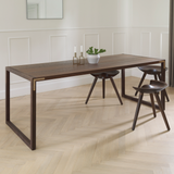 Conekt Dining Table with Metal Brackets, Smoked Oak