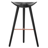 ML42 Bar Stool in Black with Steel, Brass or Copper Footrest