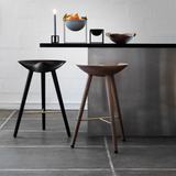 ML42 Counter Stool in Black with Steel, Brass or Copper Footrest