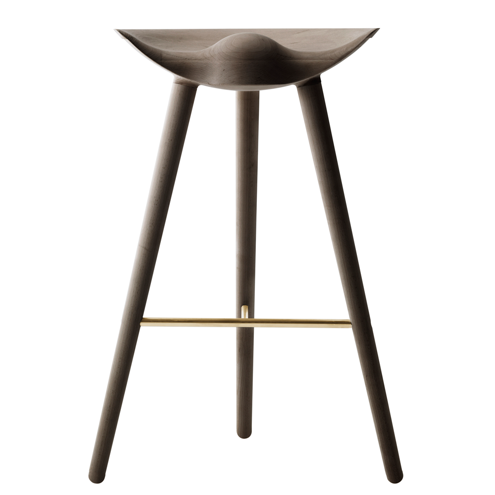 ML42 Bar Stool in Brown Oiled Oak with Steel, Brass or Copper Footrest