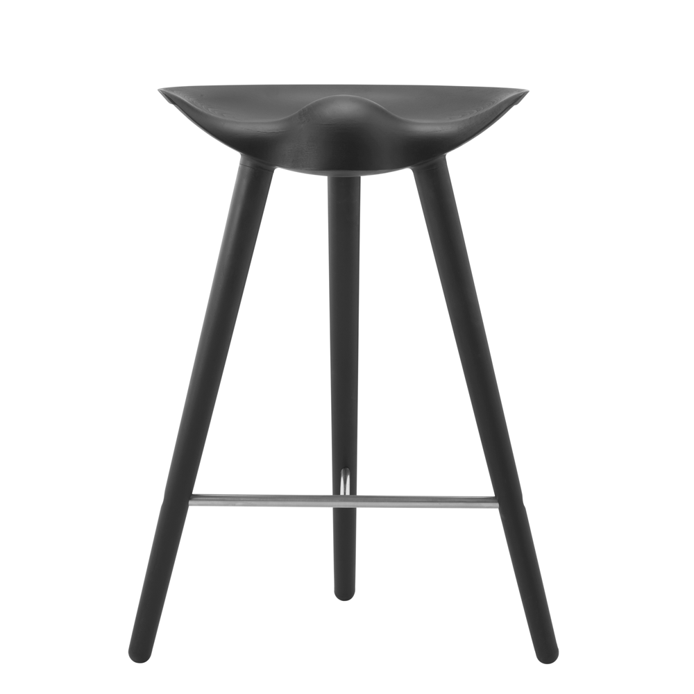 ML42 Counter Stool in Black with Steel, Brass or Copper Footrest