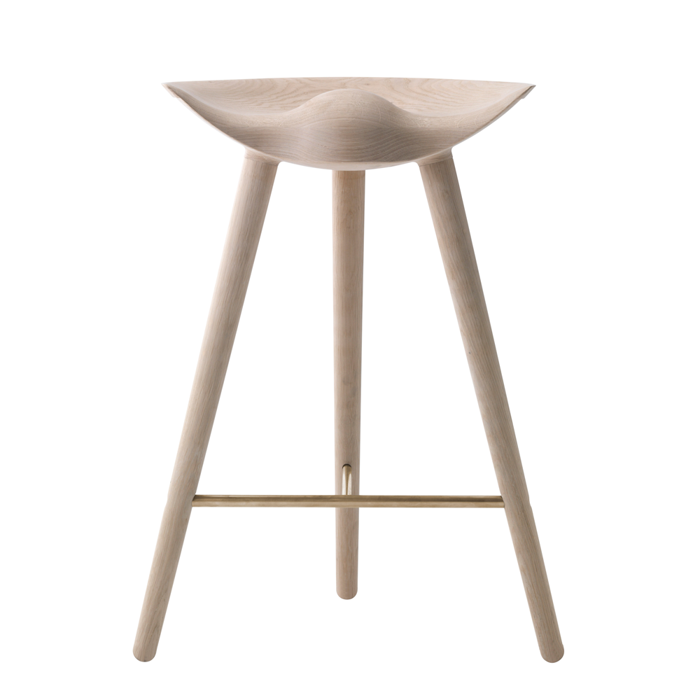 ML42 Counter Stool in Oak with Steel, Brass or Copper Footrest