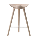 ML42 Counter Stool in Oak with Steel, Brass or Copper Footrest