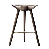 ML42 Counter Stool in Brown Oiled Oak with Steel, Brass or Copper Footrest