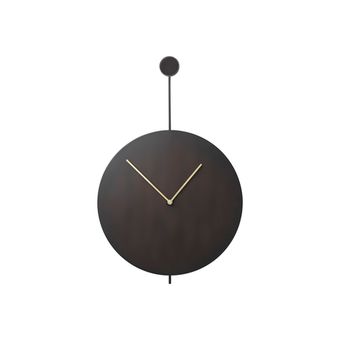 Trace Wall Clock/Blackened Steel with Brass Hands